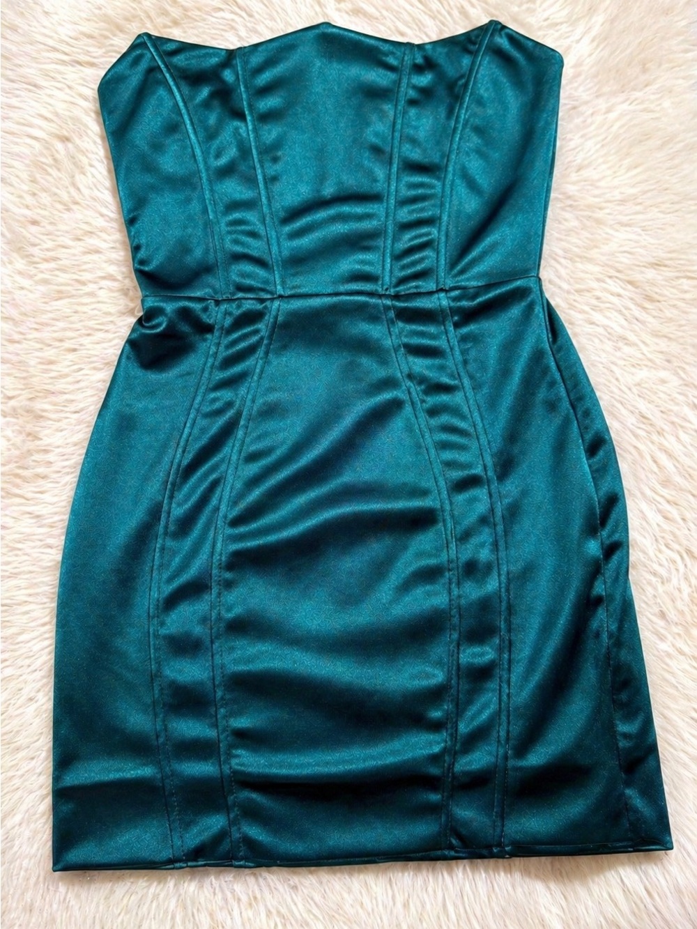 superdown Zoe Strapless Corset Mini Dress Teal Satin S Party Graduation or NYE